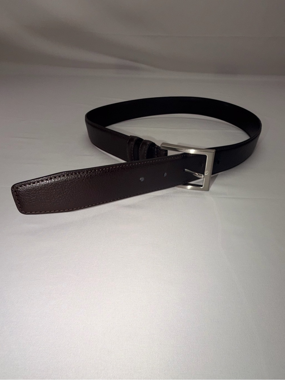 Brooks Brothers Men’s Belt Size 34 Brown Genuine Leather Made USA Silver Buckle